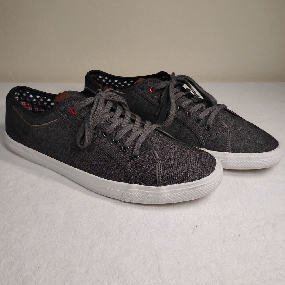 Ben Sherman Men's 11.5 Gray Canvas Casual Sneakers Lace Up Low Top Shoes
